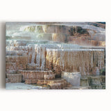 Black and white photograph of Yellowstone scenery on large stretched canvas, suitable for kitchen wall art.
