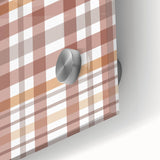 Large abstract wall art in autumnal shades on acrylic glass, suited for dining room ambiance.