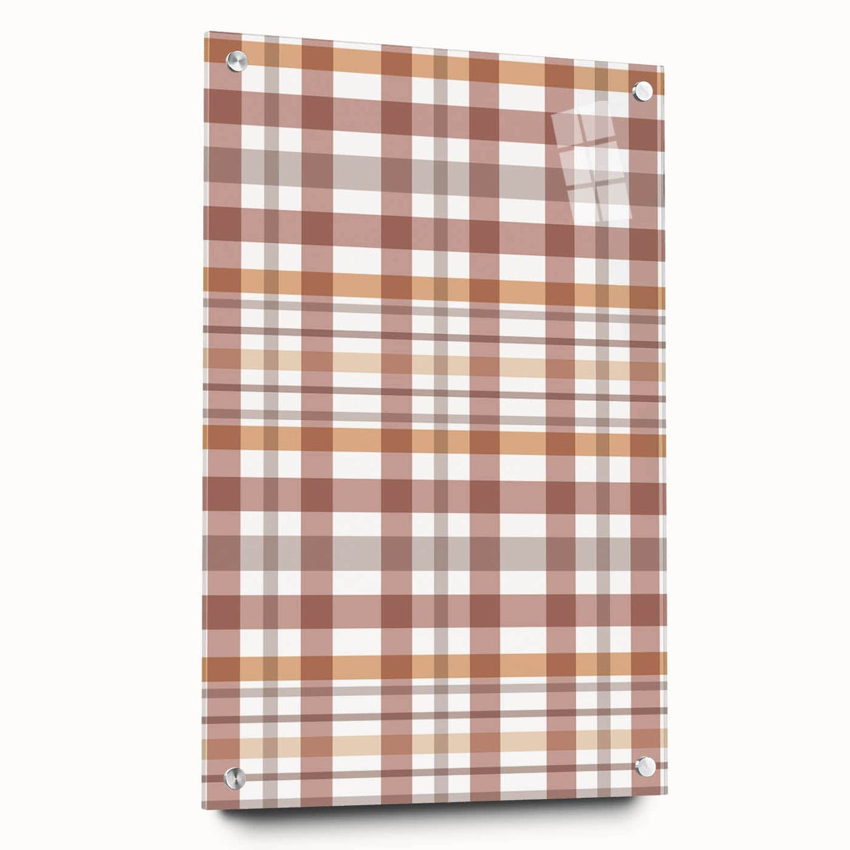 Large abstract wall art depicting fall seasons in warm orange and brown tones, acrylic glass format.