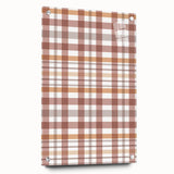 Large abstract wall art depicting fall seasons in warm orange and brown tones, acrylic glass format.