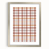 Textured abstract art print in warm autumn hues on a silver framed canvas, ideal for bedroom ambiance.