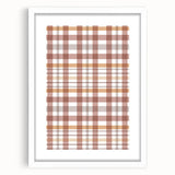 Abstract art print featuring warm fall colors in a white frame, ideal for dining room or bedroom decor.
