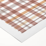 Art deco poster of a stylized fall landscape in orange and brown on rolled canvas, ideal for dining room decor.