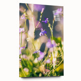 Large abstract wall art on acrylic glass showing vibrant spring hues, ideal for bedroom or dining room decor.