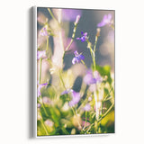 Vintage poster art of spring season with a palette of soft pastels on a framed canvas, ideal for living room decor.
