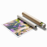 Extra large rolled print featuring a floral art design in pastel shades.