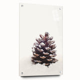 Large abstract wall art on acrylic glass depicting a winter scene in muted blue and white tones.