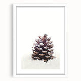 Abstract art print featuring swirling blue and white patterns on a framed white canvas.