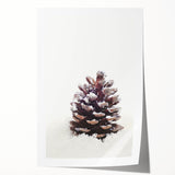 Winter-themed floral art on rolled canvas, with muted blues and whites, suitable for dining room or bathroom wall decor.
