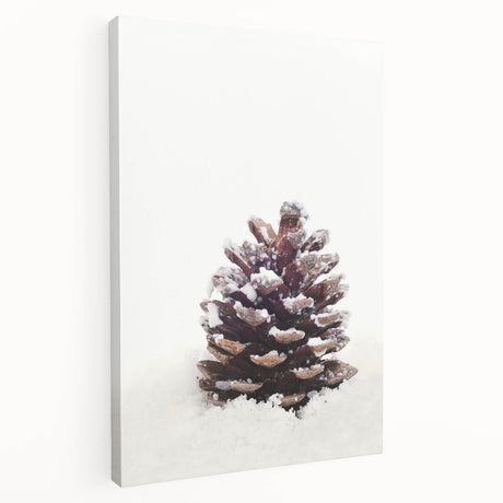 Winter-themed stretched canvas featuring a serene snowy landscape in muted blue and white tones, ideal for kitchen wall art.