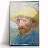 Large abstract wall art print featuring swirling blue and yellow tones on acrylic, framed in black.