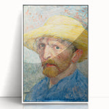 Large acrylic print of Van Gogh's Starry Night in a white frame, featuring swirling blue and yellow tones.