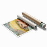Extra large rolled print of Van Gogh-style floral art in vibrant colors.