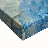 Close-up of a large art canvas depicting a black and white landscape painting, ideal for bedroom wall decor.