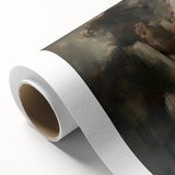 Abstract figurative art on rolled canvas showcasing vibrant colors and dynamic shapes, elegantly packaged in a protective cardboard tube for easy display.