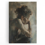 Abstract figurative stretched canvas artwork with vibrant colors and dynamic shapes, ideal for modern decor, enhancing living spaces with artistic flair.