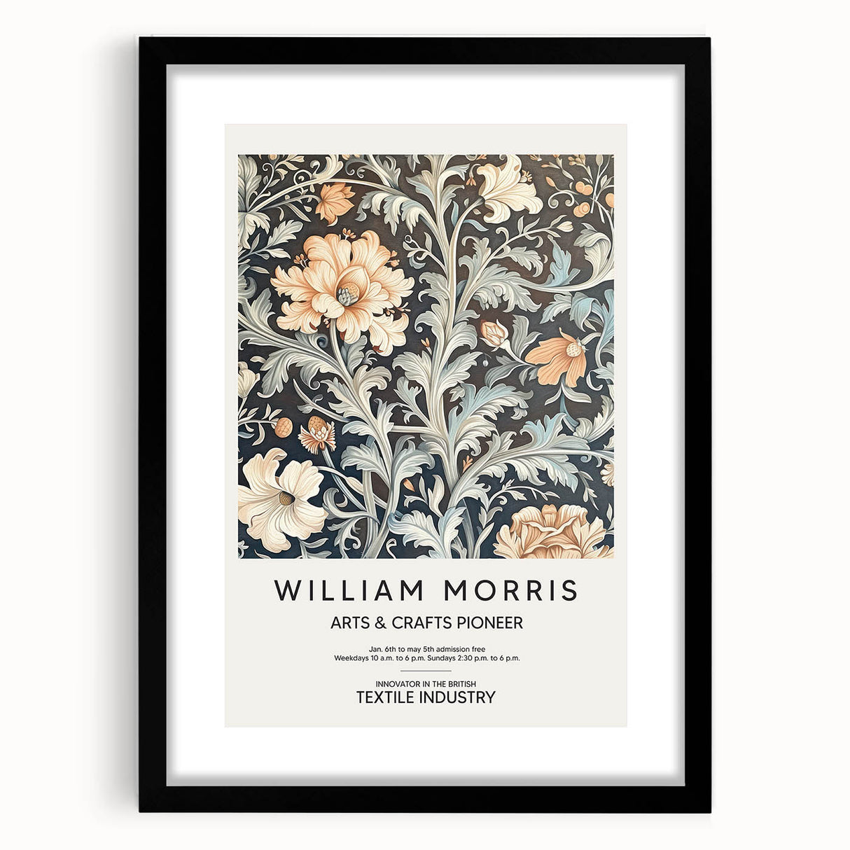 Abstract floral frame design featuring a black mat, showcasing vibrant colors and intricate patterns, perfect for enhancing modern home decor aesthetics.