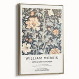 Framed canvas artwork displaying abstract floral designs in vibrant colors, accented with a gold frame, perfect for modern home decor.