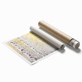 Vibrant abstract floral design on rolled canvas print, showcasing bold colors and intricate patterns, perfect for modern home decor or art enthusiasts.