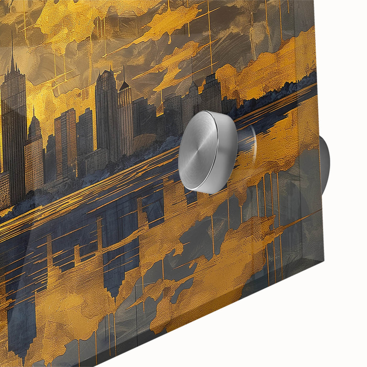 Close-up of vibrant abstract landscape wall art featuring colorful acrylic and glass textures, ideal for modern home decor or artistic interiors.