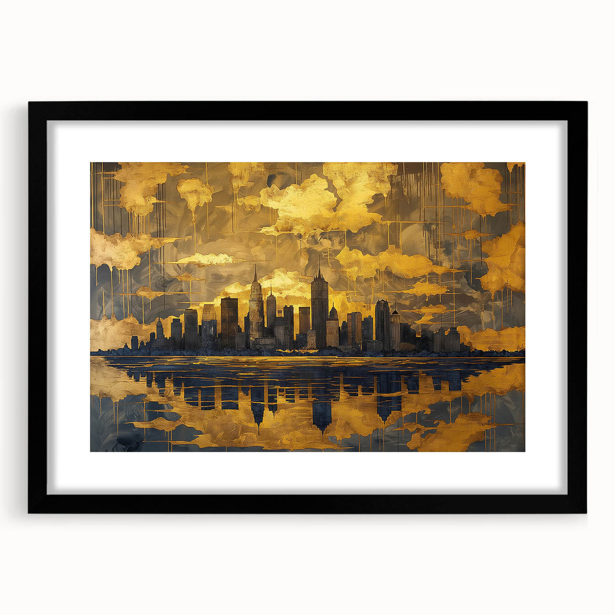 Abstract landscape wall art framed in black with a mat, showcasing vibrant colors and intricate patterns, perfect for modern home decor. This piece adds a contemporary touch to living spaces, highlighting artistic creativity.