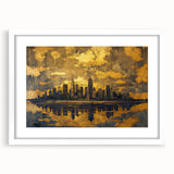 Abstract landscape wall art framed with a white mat, showcasing vibrant colors and fluid shapes, perfect for modern home decor. Ideal for enhancing living spaces.