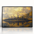 Framed abstract landscape wall art in black acrylic, showcasing vibrant colors and fluid forms, perfect for modern home decor and artistic expression.