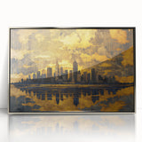 Framed acrylic wall art featuring a contemporary abstract landscape design in silver tones, adding a modern touch to home decor. Ideal for living rooms or offices.