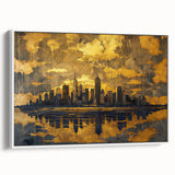 Framed canvas wall art depicting an abstract landscape with vibrant colors and soft textures, showcased in a clean white frame, ideal for modern home decor.