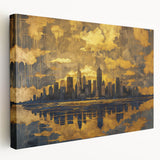 Stretched canvas wall art showcasing an abstract landscape design with vibrant colors and intricate textures, ideal for modern home decor and interior styling.