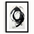Abstract minimalist wall art featuring geometric shapes in soft pastel colors, framed in black with a white mat, perfect for modern decor.