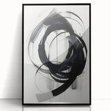 Framed abstract minimalist wall art in black acrylic, showcasing a sleek, modern design perfect for contemporary decor. Ideal for enhancing living spaces with sophistication and style.