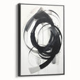 Minimalist black framed canvas wall art showcases an abstract geometric design, adding sophistication to modern interiors. Ideal for contemporary decor enthusiasts.