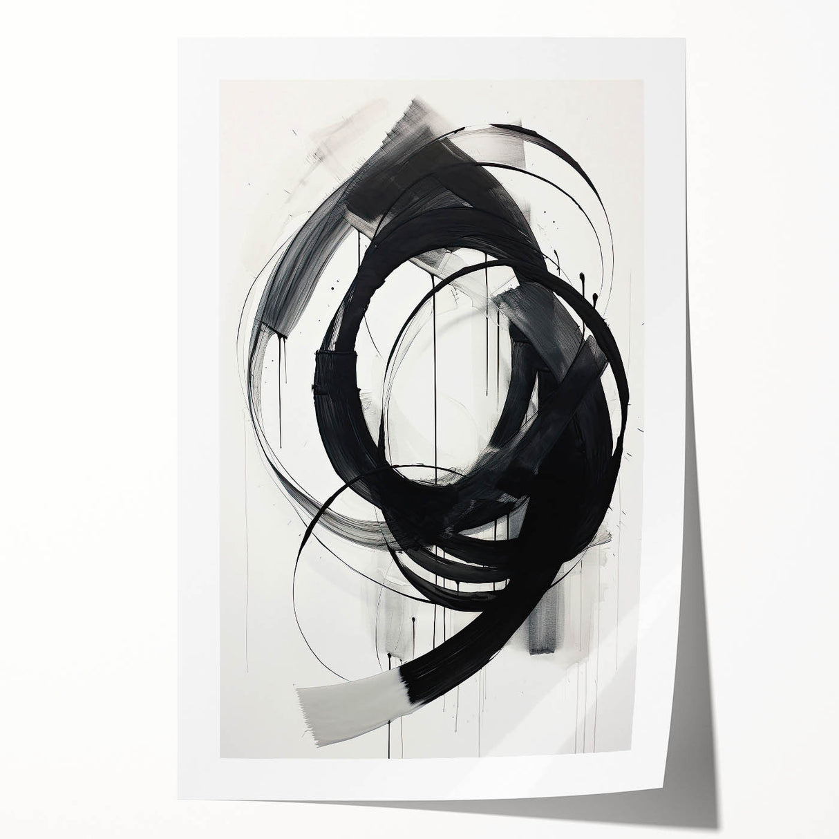 Abstract minimalist wall art print featuring soft pastel colors and geometric shapes, elegantly rolled and ready for display, perfect for modern home decor.