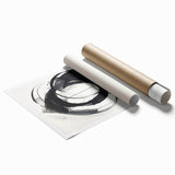 Abstract minimalist wall art print rolled in a cardboard tube, showcasing soft pastel colors and geometric shapes, ideal for modern home decor.