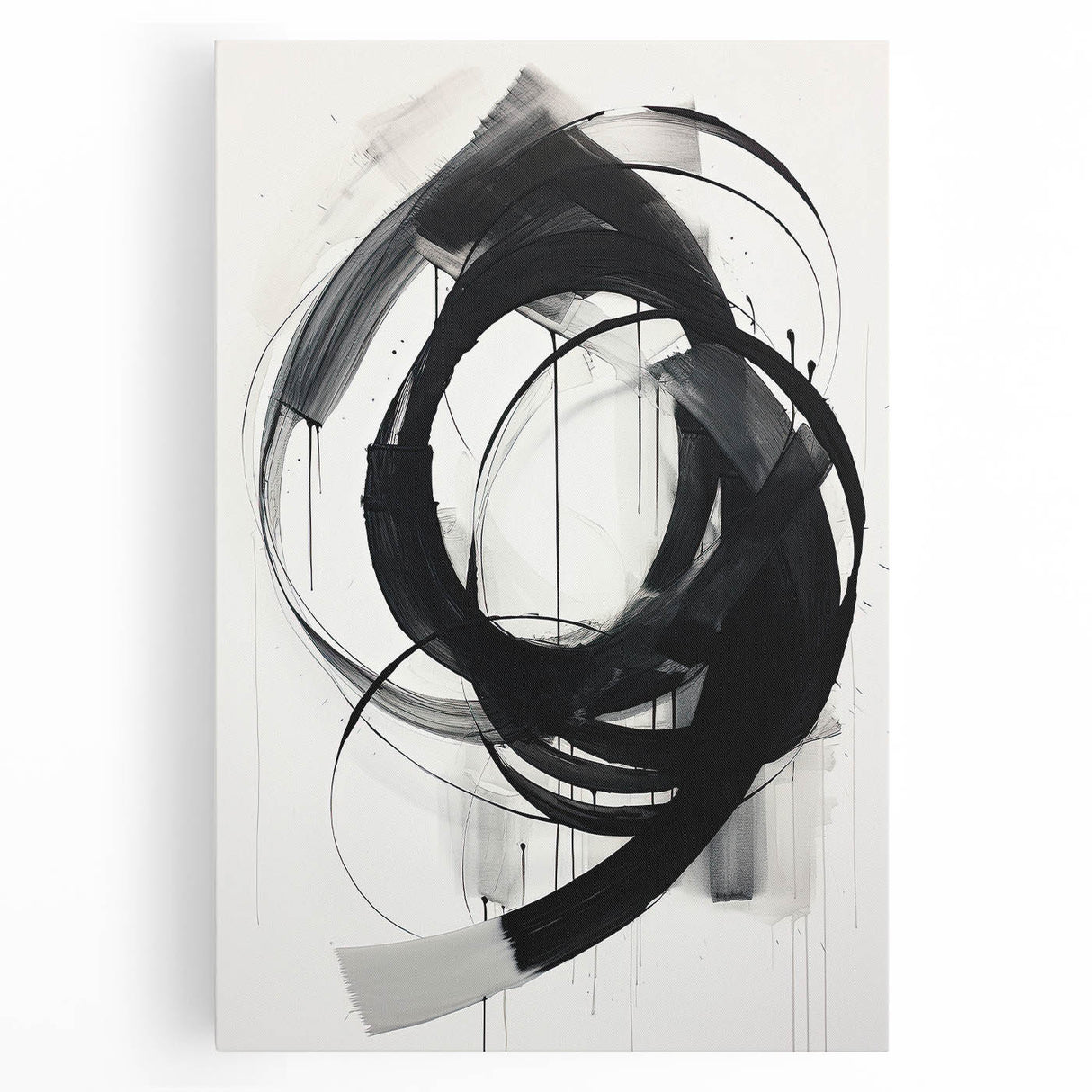 Abstract minimalist wall art canvas print featuring soft pastel colors and geometric shapes, perfect for modern home decor, displayed in a front view setting.