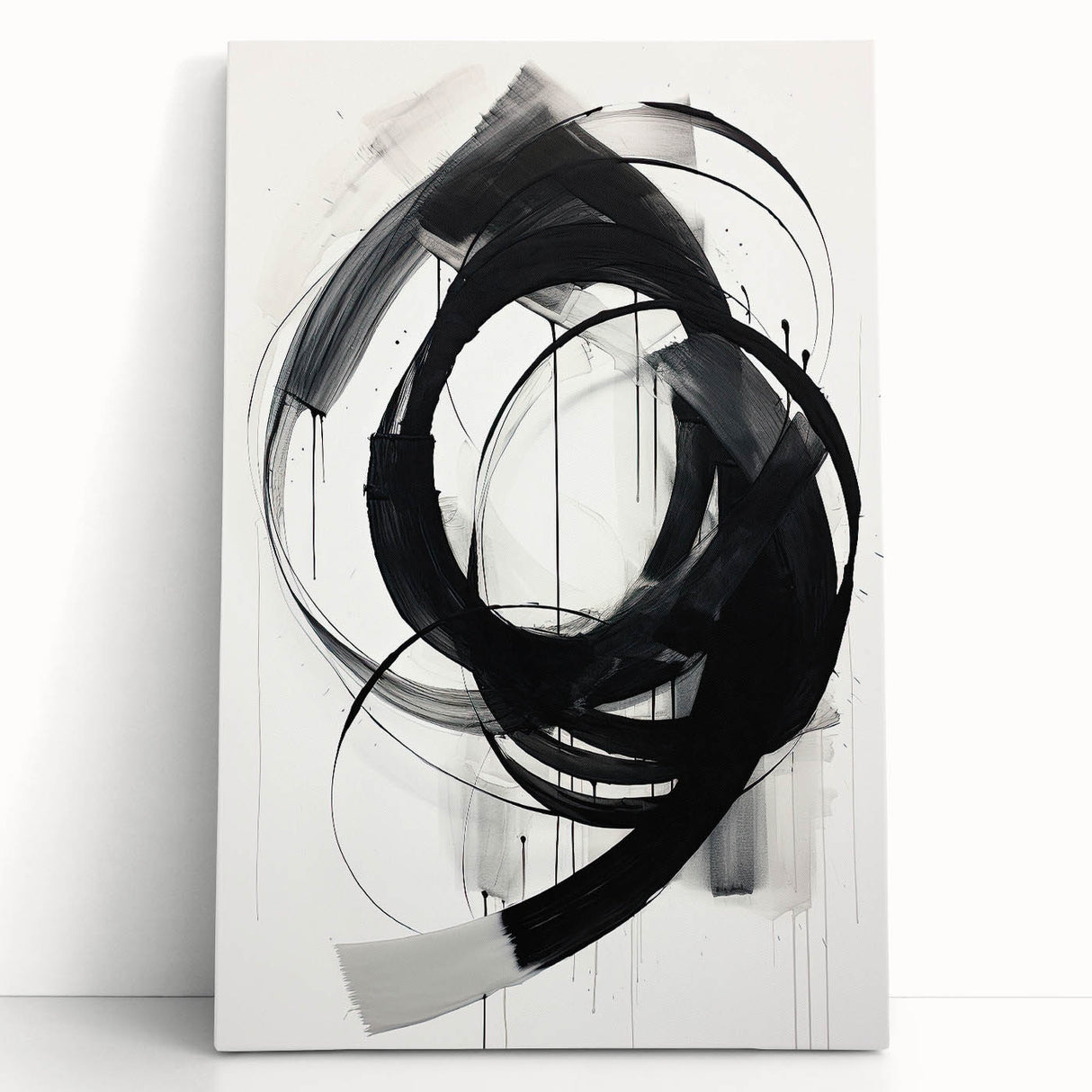 Minimalist abstract wall art stretched on canvas, showcasing soft pastel colors and geometric shapes, perfect for modern home decor or office settings.