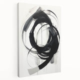 Abstract minimalist wall art on stretched canvas showcasing soft, muted colors and geometric shapes, perfect for modern home decor or office spaces.