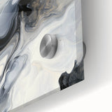 Fluid Abstract Wall Art – Black, White & Gold Marble Movement
