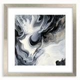 Fluid Abstract Wall Art – Black, White & Gold Marble Movement