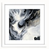 Fluid Abstract Wall Art – Black, White & Gold Marble Movement