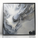 Fluid Abstract Wall Art – Black, White & Gold Marble Movement