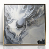 Fluid Abstract Wall Art – Black, White & Gold Marble Movement