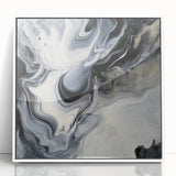 Fluid Abstract Wall Art – Black, White & Gold Marble Movement
