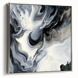 Fluid Abstract Wall Art – Black, White & Gold Marble Movement