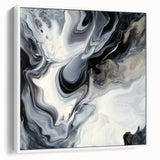 Fluid Abstract Wall Art – Black, White & Gold Marble Movement