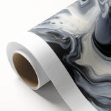 Fluid Abstract Wall Art – Black, White & Gold Marble Movement