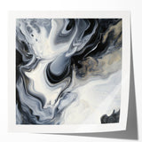 Fluid Abstract Wall Art – Black, White & Gold Marble Movement