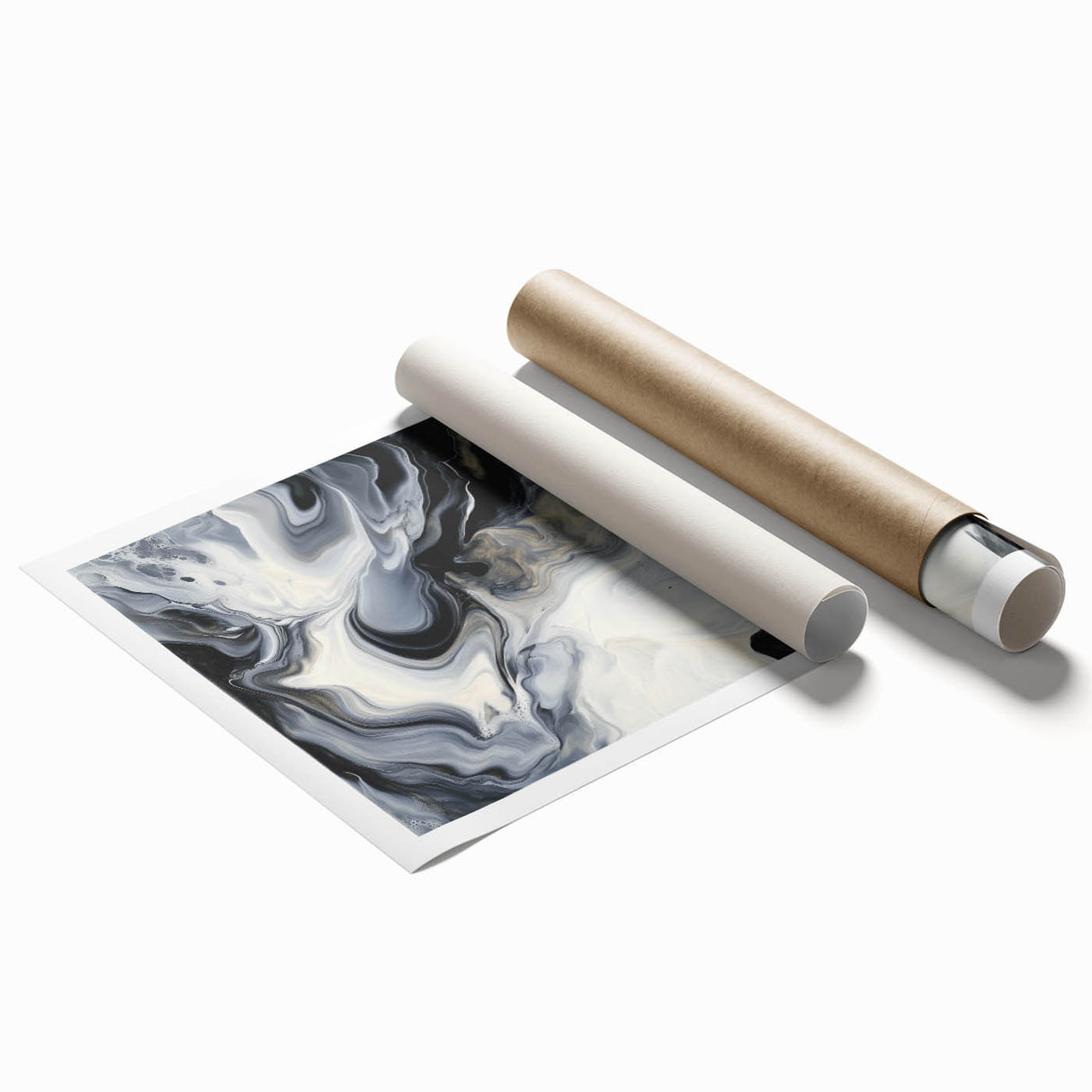 Fluid Abstract Wall Art – Black, White & Gold Marble Movement