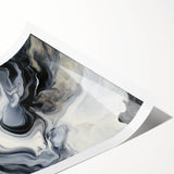 Fluid Abstract Wall Art – Black, White & Gold Marble Movement